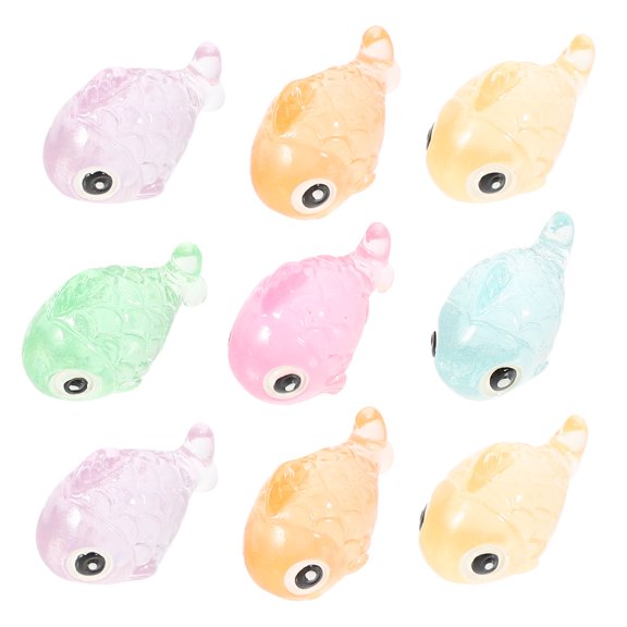 Phenofice 12Pcs Glow in The Dark Fish Figurines Resin Decorative Ornament for Aquarium and Home Display