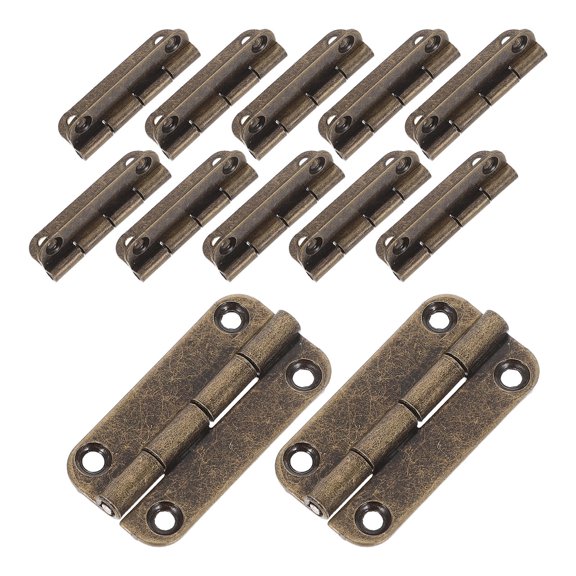 Phenofice 12Pcs Smooth Operation Rounded Corner Hinges Light Brown Vintage Style Hardware for Wooden Cabinets