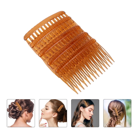 Phenofice 15Pcs Plastic Side Combs Hair Clip Combs Brown Wave Shape for Thin Hair