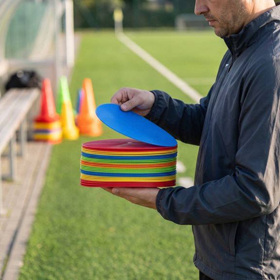 Phenofice 15Pcs Portable Soccer Flat Cones with High Visibility for Sports Agility and Workout Drills