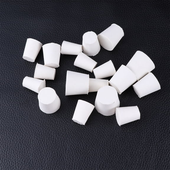 Phenofice 18-Piece White Rubber Stoppers Set for Laboratory Use, Compatible with Erlenmeyer Flask, Carboy, and Fermenter