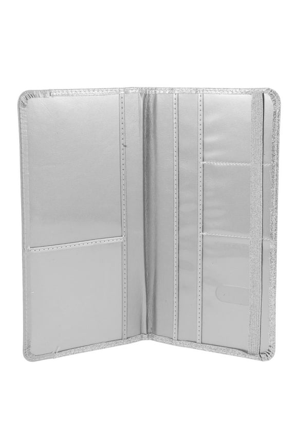 1Pack Elegant Design Rectangular Grey Pu Passport Wallet for Women Slim Card Organization