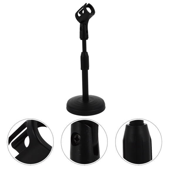 Phenofice 1Pc Black Metal Microphone Stand for Tabletop Broadcasting and Podcasting 14X4.5X4.5in