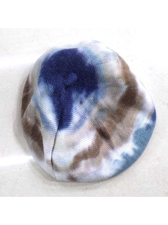 Tie Dye Beret Hat, 1 Piece Multicolor Artist Cap, Warm Fashion Beret Cap for Women and Men, Casual Wear