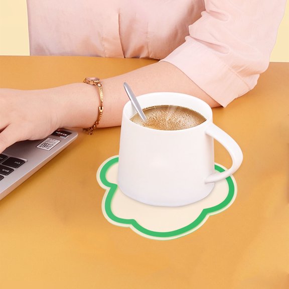 Phenofice 1Pc Transparent Acrylic Cup Mat Flower Shaped Heat Proof Table Mat for Dining