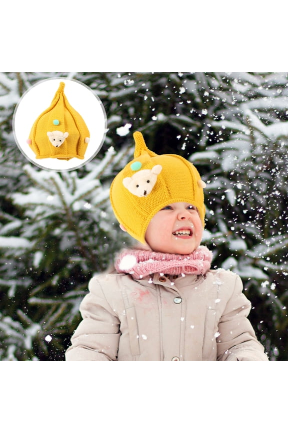 1Pcs Adorable Yellow Pointy Woolen Hat for Kids Warmth Autumn present