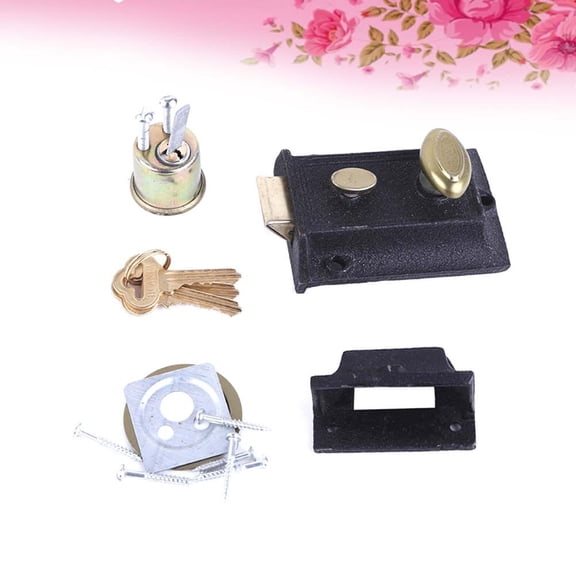 Phenofice 1Pcs Black Cast Iron Door Lock For Home Security Vintage Style