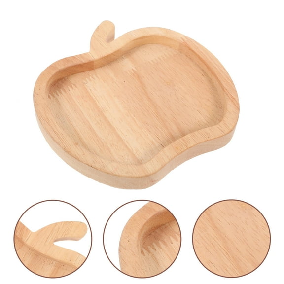 Phenofice 1Pcs Khaki Apple Shaped Wooden Snack and Fruit Tray for Home Kitchen Restaurant Use