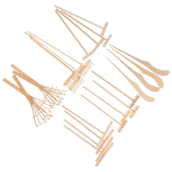 Phenofice Khaki Bamboo Zen Garden Rake Set Compact Design for Any Space