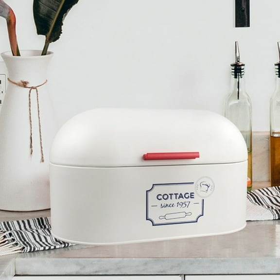 Phenofice 1Set Farmhouse Metal Bread Box for Bakery and Coffee Shop Use in White 37.00X19.50X18.00cm