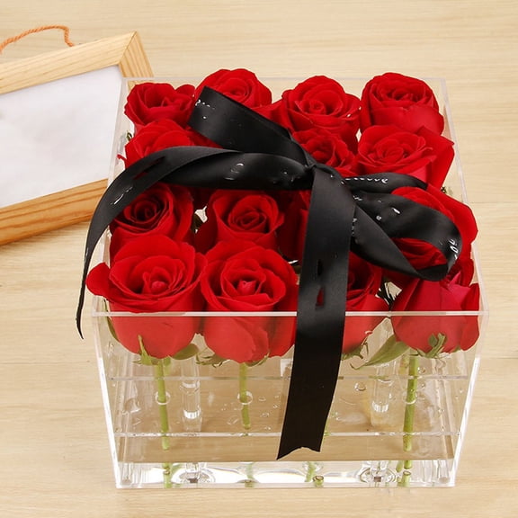 Phenofice 1Set Flower Wrapping Box Acrylic Clear Design for present Packaging Valentine's Day Bridal Shower