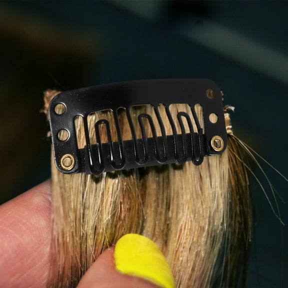 Phenofice 1Set Hair Extension Clips Kit Black Includes Needle Threader and Snap Clips for Wig Making