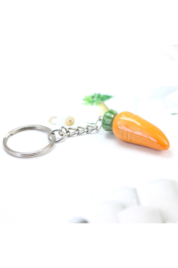 1Set Keychain for Car Key with Carrot Shape in Ceramic