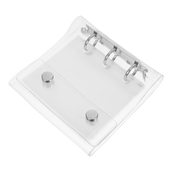 Phenofice 1Set Portable Mini Binder Cover with Round Ring Transparent Soft Snap Button Closure