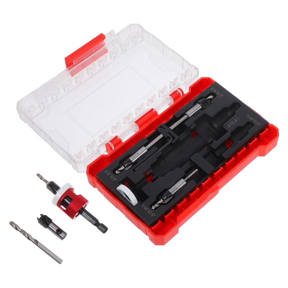 Phenofice 1Set Red Countersink Bit for Wood and Metal with Depth Stop Steel Durable Design