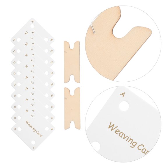 Phenofice 1Set Square Tablet Weaving Cards with Shuttle Assorted Color for Knitting DIY Weaving Craft Projects