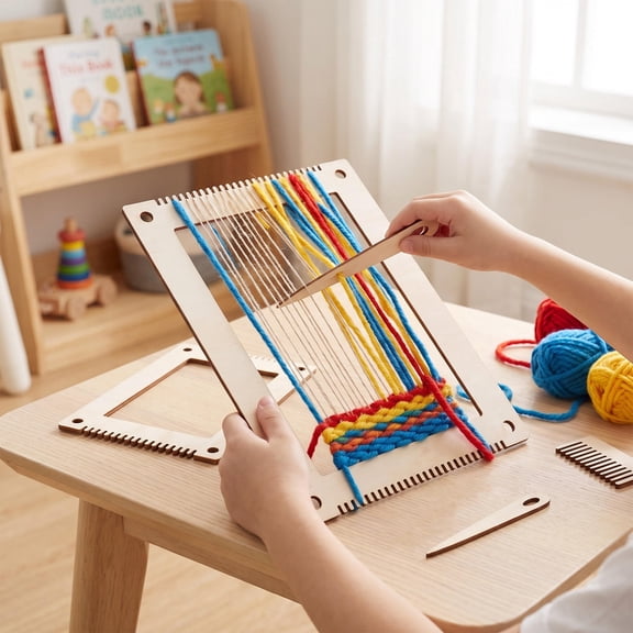 Phenofice Wooden Tapestry Loom Kit Assorted Color Sturdy Construction DIY Craft