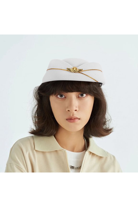 1Set Wool Flight Cap Classic White for Stage Performance Wear and Versatile Use