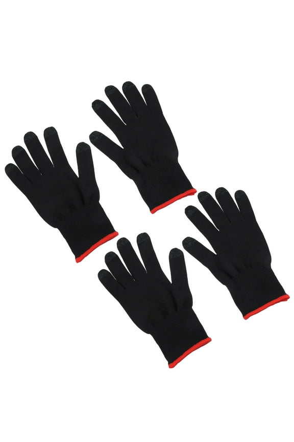 2 Pairs Black Touchscreen Game Gloves with Knitted Fabric for Mobile Gaming and Outdoor Activities