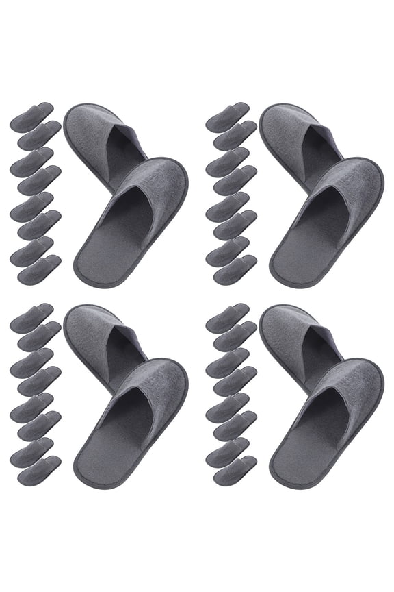 20 Pairs Foldable Grey Fleece Slippers Soft Comfortable Indoor Shoes Reusable for Home and Everyday Use