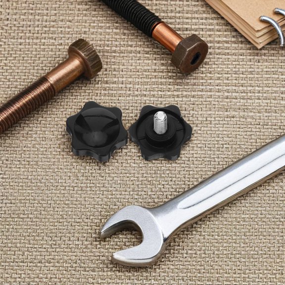 Phenofice 20Pcs Black Plastic Hand Tightening Knobs with Star Handle for Machinery Accessories
