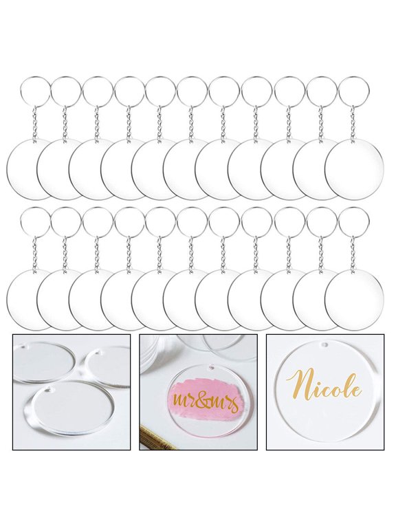 24-Pack Clear Round Acrylic Key Blanks for Custom Keychains, Holders, and Decorative Craft Projects