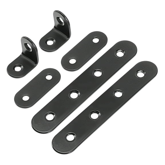 Phenofice 24Pcs Metal Corner Brackets for Shelving and DIY Projects L Shaped Black Stainless Steel 3.5x0.6x0.2in