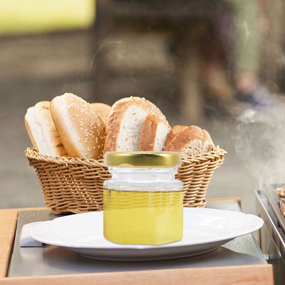 Phenofice 24Pcs Transparent Glass Honey Pots Hexagon Shape Sealed Jars for Kitchen Storage and Jam Containers