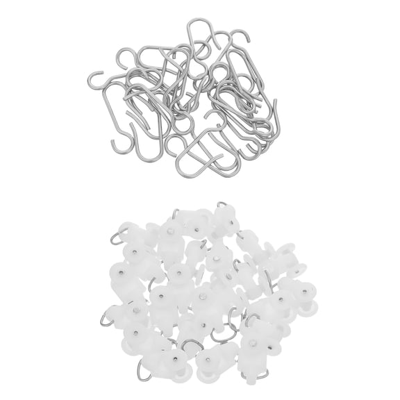 Phenofice Curtain Track Gliders with Hooks, Easy to Install, 24 Sets for Home Window Decor and Drapery