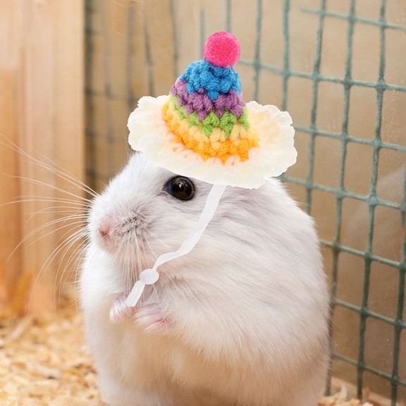 Phenofice 2Pcs Adjustable Strap Hamster Hats Assorted Color for Small Animals