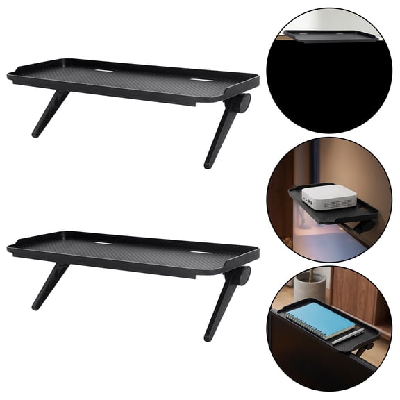 Phenofice ABS Black TV Top Shelf Nodrill Multipurpose Storage for Routers and Remotes 2Pcs
