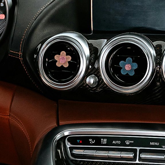 Phenofice 2Pcs Car Interior Air Freshener Clip with Rhinestone Daisy Design and Easy Installation