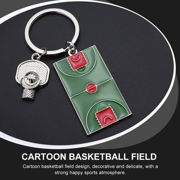 Phenofice 2Pcs Decorative Key Chain Green Simulation Basketball Field Pendant for Bag Decor