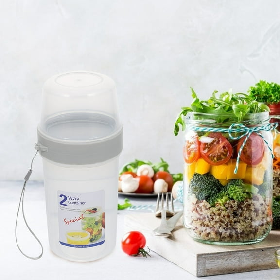 Phenofice 2Pcs Double Layer Sealing Boxes for Home Snack Container with Lid Square Assorted Color 310+760ml PP