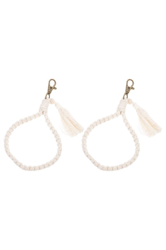 2-Pack Beige Woven Keychains Lightweight Compact Accessories for Everyday Use