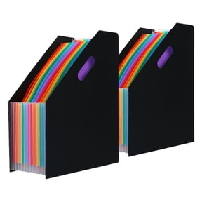 Phenofice 2Pcs Expandable Black Plastic Accordion File Organizer for Documents and Receipts At Home