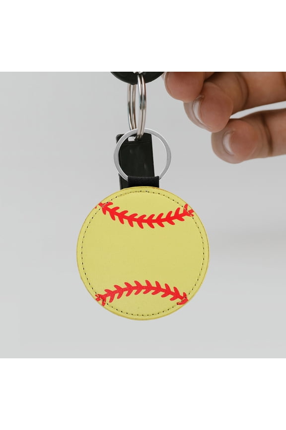 2Pcs PU Yellow Baseball Sport Ball Keychains for Bag Decoration and Accessories