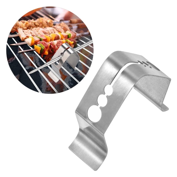 Phenofice 2Pcs Grill Thermometer Clip Silver Rectangular Clip for Grilling Adults