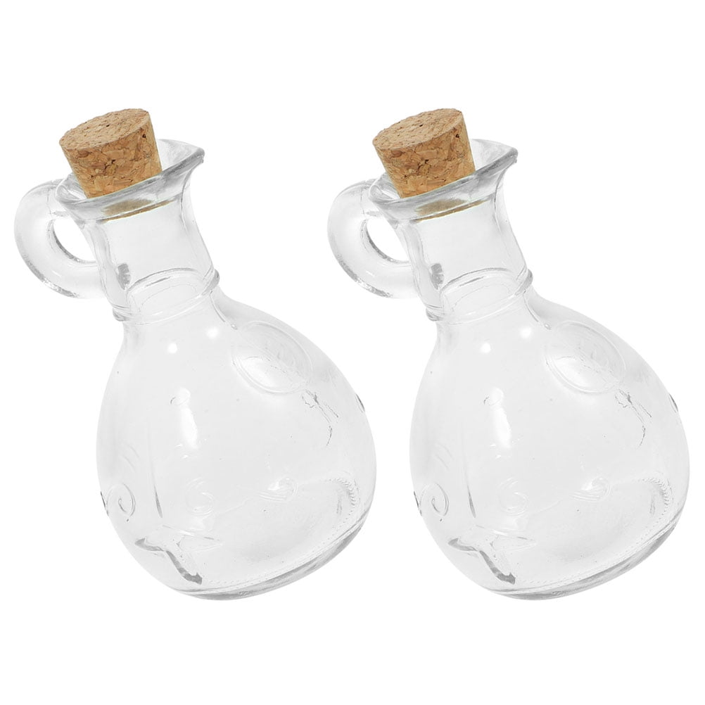 Phenofice 2-Pack Glass Oil Kettles for Kitchen, Transparent Coffee Syrup Dispensers, Condiment Storage Bottles for Home Use