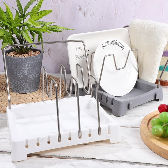 Phenofice 2Pcs Kitchen Pot Storage Rack Space Saving Design with Stainless Steel and Abs 11.8X6.7X6.3In