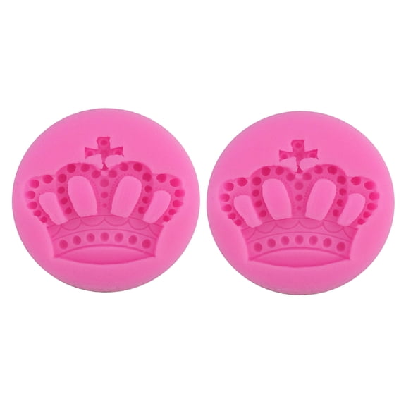 Phenofice 2Pcs Pink Silicone Fondant Mold Crown Design Non Stick Cake Decorating Tool