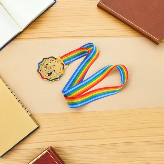 Phenofice 2Pcs Plated Gold Metal Running Medals with Ribbon for Sports and Marathon Award Prizes