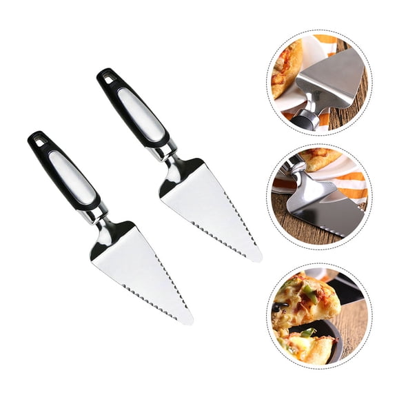 Phenofice 2Pcs Plated Silver Metal Pizza Server Shovel for Cake Pie and Dessert Kitchen Use