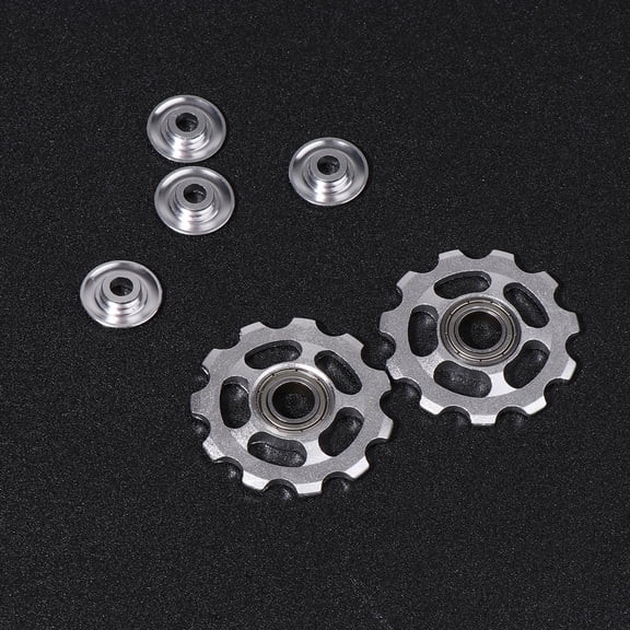 Phenofice Durable Rear Derailleur Pulley 11T Plated Silver Aluminum Alloy Easy Install for Mountain Bike 2Pcs