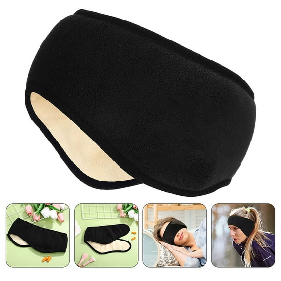 Phenofice Adjustable Plush Ear Muffs Black Cotton Blend for Home Use 2Pcs