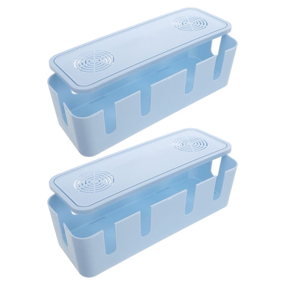 Phenofice 2-Pack Sky Cable Organizer Box, High Capacity Cord Storage Keeper for Office, Home, and Electronics