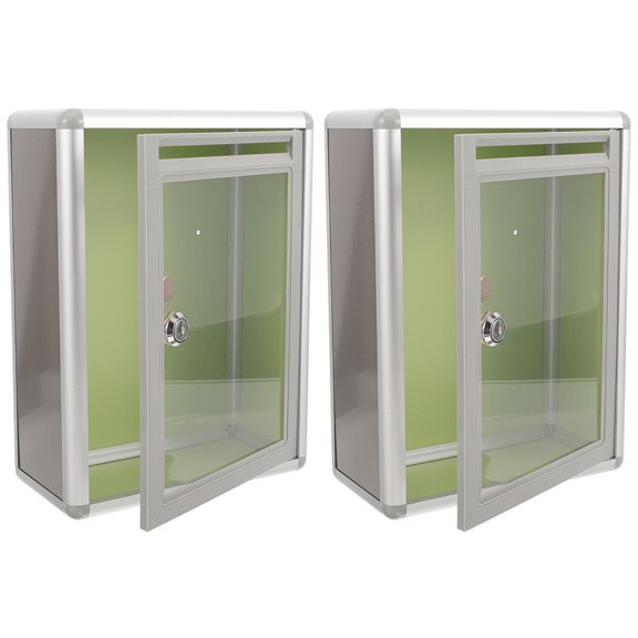 Phenofice Transparent Wall Mailbox Grey Metal for Mail Collection 2Pcs