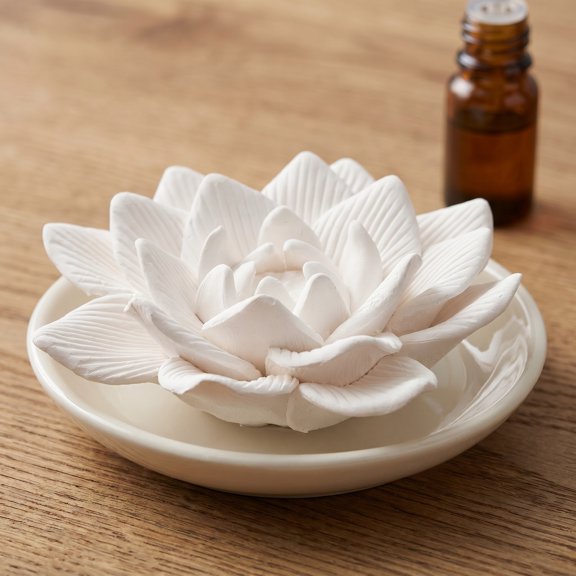 Phenofice 2Pcs White Plaster Lotus Flower Diffusers Passive No Battery for Car Desk Bathroom Decor