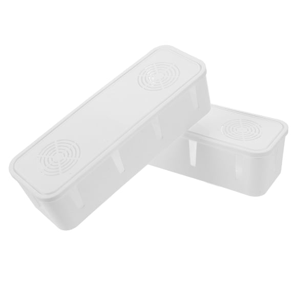 Phenofice 2 Pcs Plastic Cable Management Box, Power Cord Storage Organizer Holder for Desk, TV, Home Office Wire Hider Case