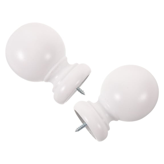 Phenofice Curtain Rod Decorative Wooden Finials, White, Elegant Accent for Modern Homes, Screw-on Installation
